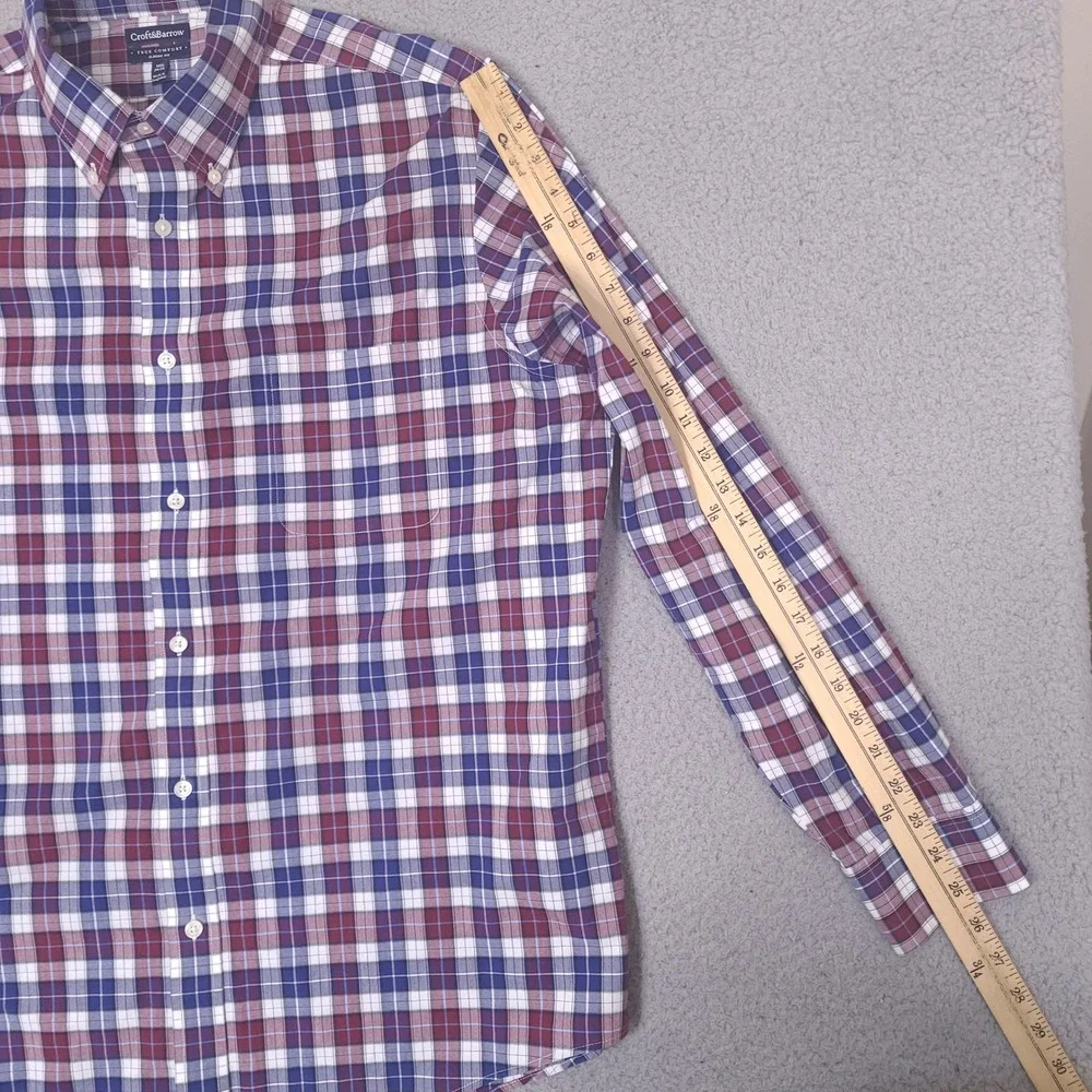Croft & Barrow Shirt Mens 16.5 34/35 XL Plaid Classic Fit True Comfort‎